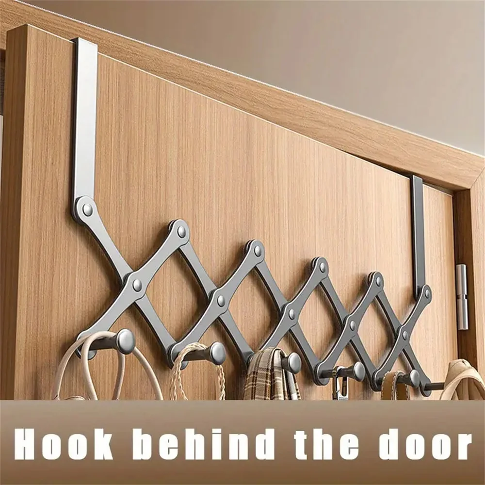 1pc Metal Door Back Foldable Wall Mounted Clothes Storage Hook-Holeless Telescopic Hook Suitable for Bedroom storage hook door hook