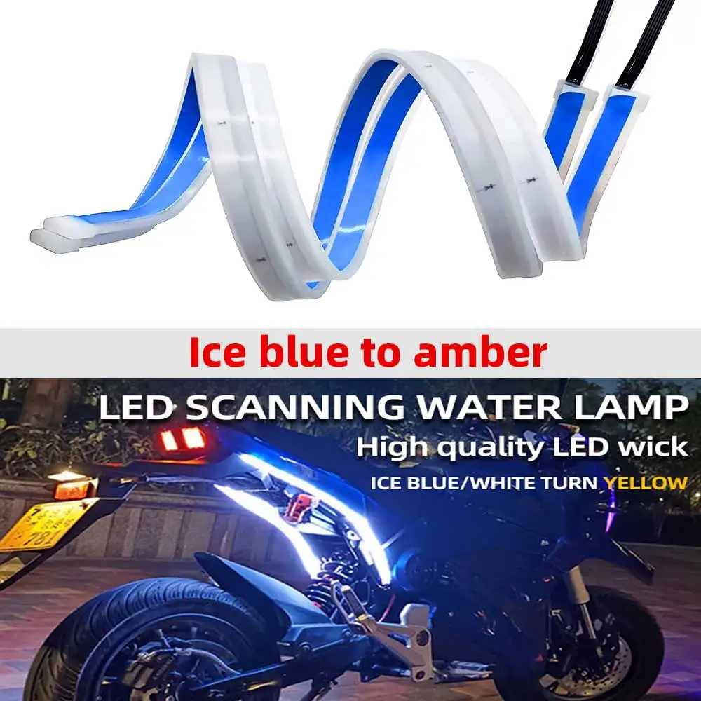 

2 Pcs Universal Drl for Motorcycle Tail Light Stop Signal Wall Lamps Flashing Led Tape Brake Light for Daytime LED Wing