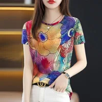 2026 New Summer Popular Women's T-Shirt Slimming Belly-Covering Round Neck Fashion Short Sleeve 1