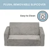 Delta Children Perfect Extra Wide Convertible Sofa to Lounger-Comfy 2-in-1 Flip Open Couch/Sleeper for Kids, Grey 5