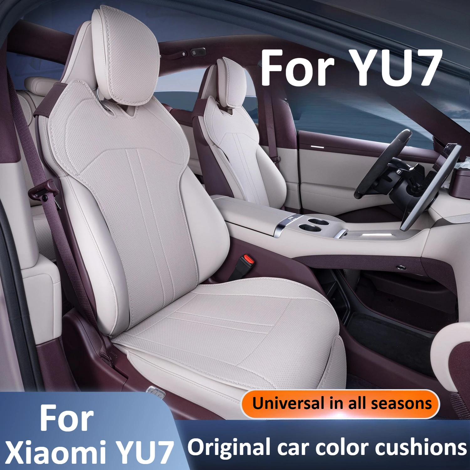 For Xiaomi YU7 Car Seat Covers Soft Front Rear Seats Protective Cushion Leather Breathable Wear-resistant Seat Mats Protector detail image 1