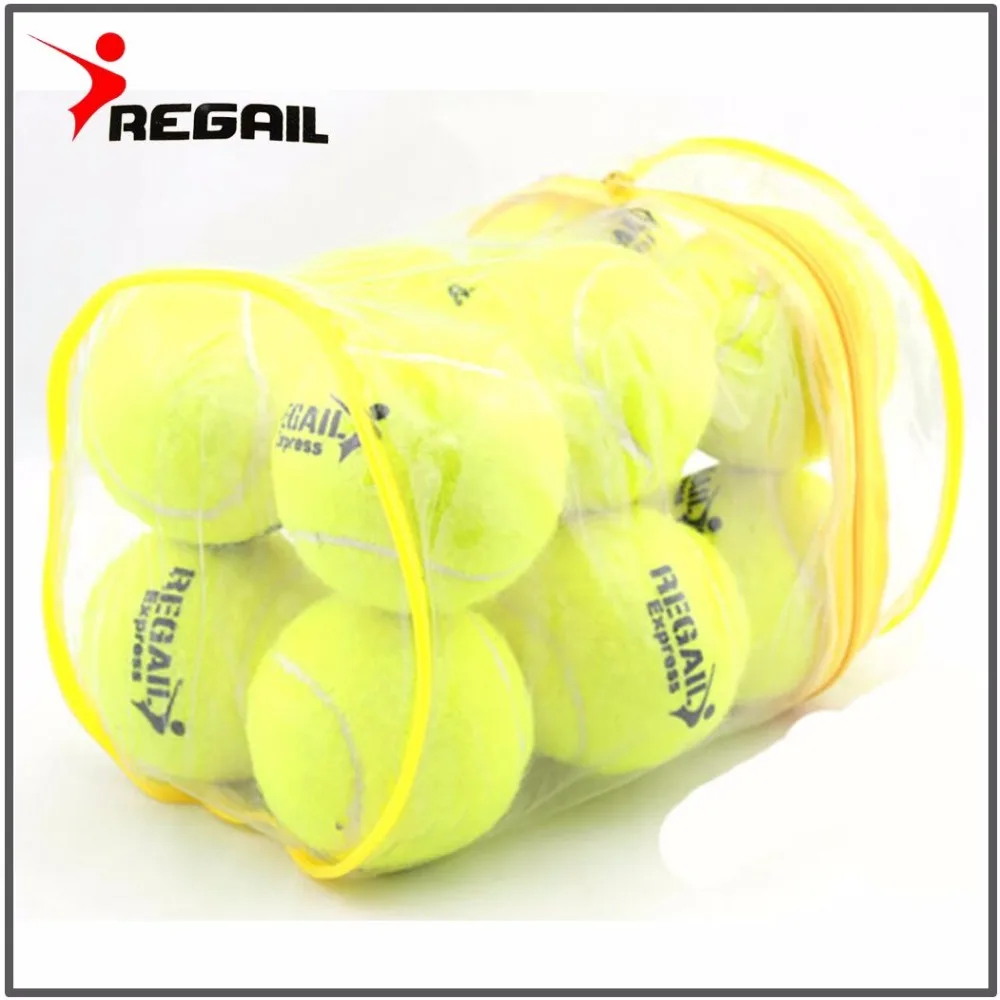 

12pcs/Lot High Quality Elasticity Tennis Ball for Training Sport Rubber Woolen Tennis Balls for tennis practice with free Bag