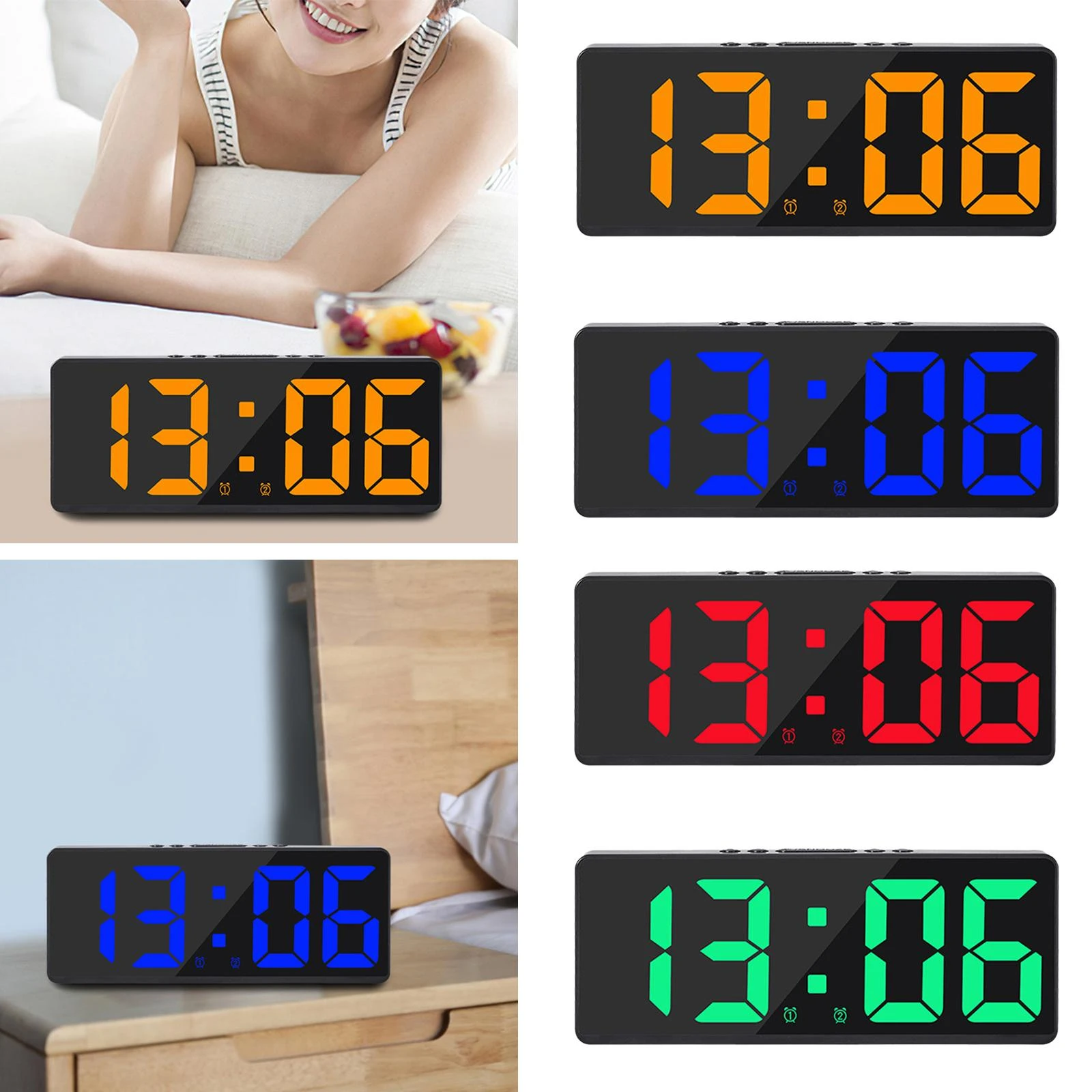 Electronic Alarm Clock Usb Snooze Alarm Clock Big Numbers Led