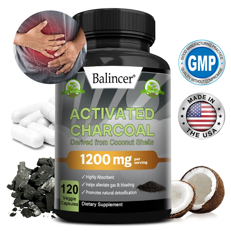 Organic Activated Charcoal Capsules for Detox and Relief
