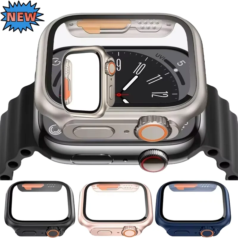 Premium Scratch-Resistant Tempered Glass and PC Apple Watch Protector Case