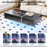 Table basse brillante avec lumières LED contrôlées par application – Design bloc noir et blanc, 100 × 50 × 34,5 cm, table centrale lumineuse intelligente 5