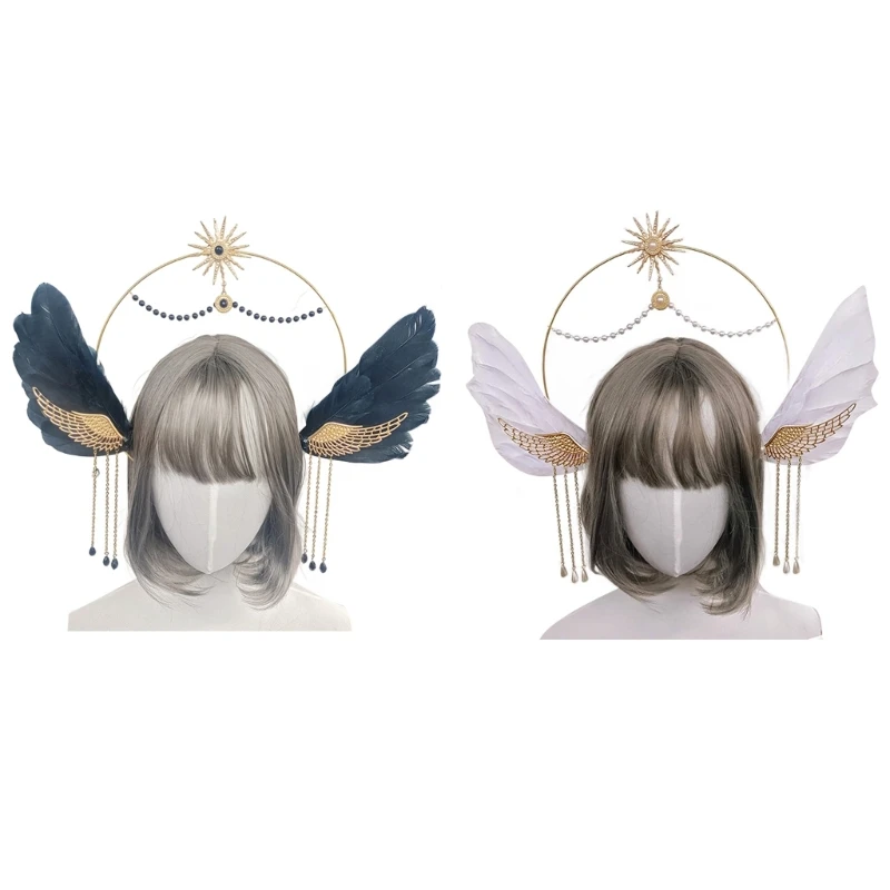 

Bridal Shower Headband Angel Wing Hairhoop Cos-play Headdress Church