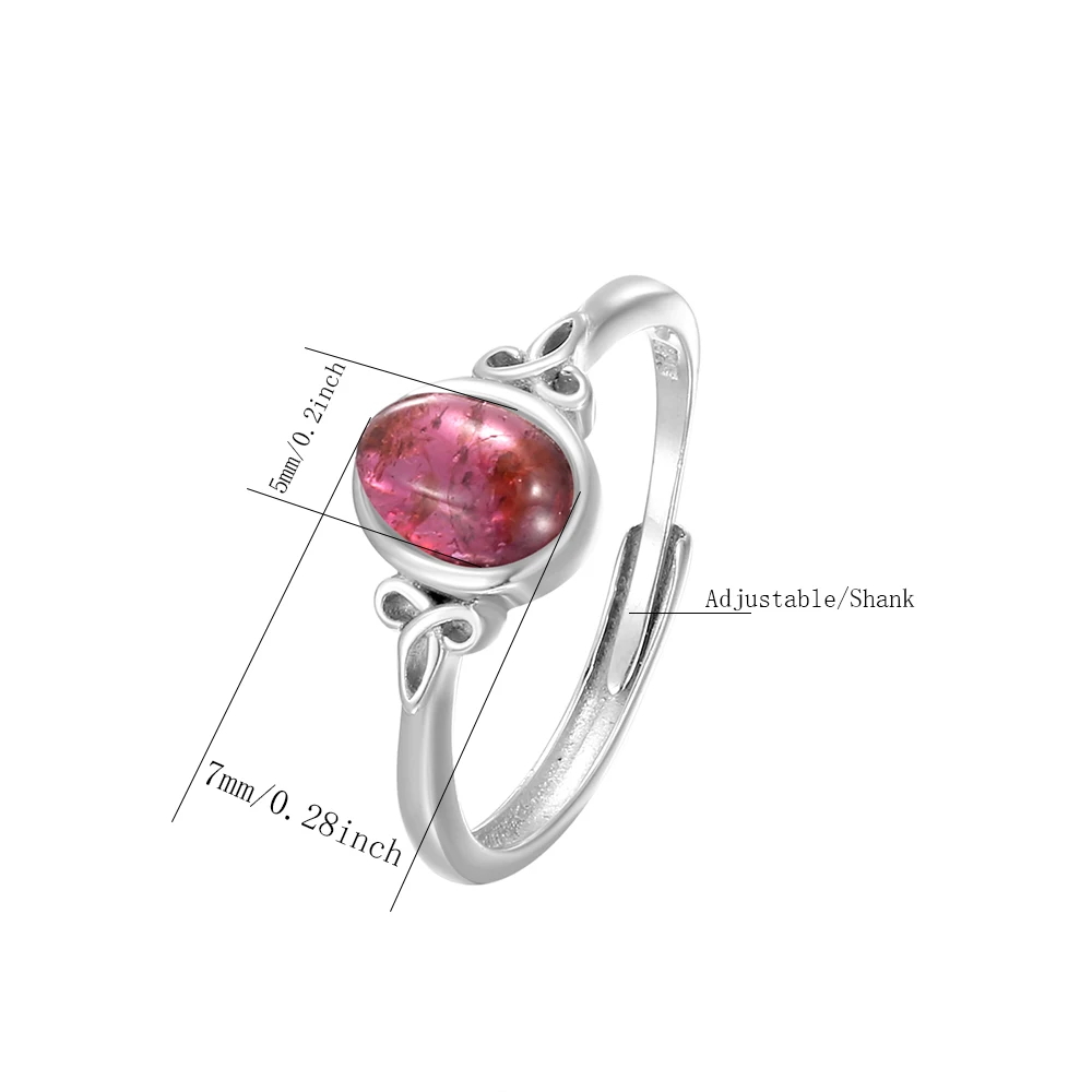 Sterling Silver Oval Garnet Engagement Ring - 5 Stone Bridal Ring For Women (Size 6)