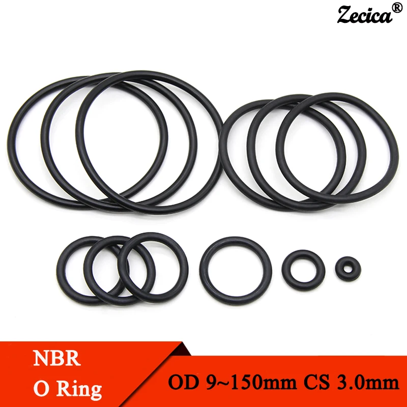 

10/50Pcs NBR O Ring Gasket Thickness CS 3mm OD 9~150mm Nitrile Rubber Round O Type Corrosion Oil Resist Sealing Washer Black