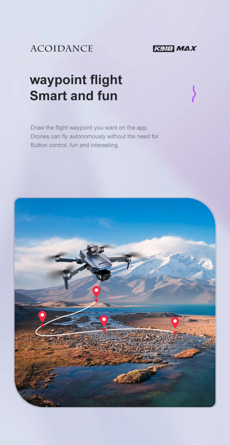 JINEHNG K918 MAX GPS Drone, Drones can fly autonomously without the need for button control, fun and interesting .