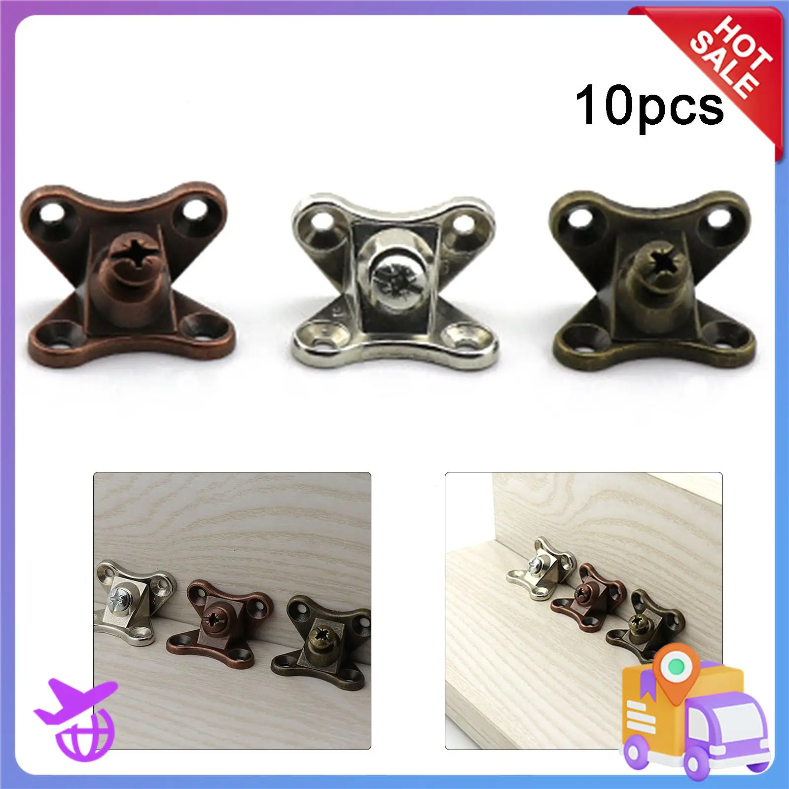 

10pcs Removable Zinc Alloy Butterfly Angle Code Partition Right Angle Bracket Angle Code Connectors No Hole 3 In 1 Connectors