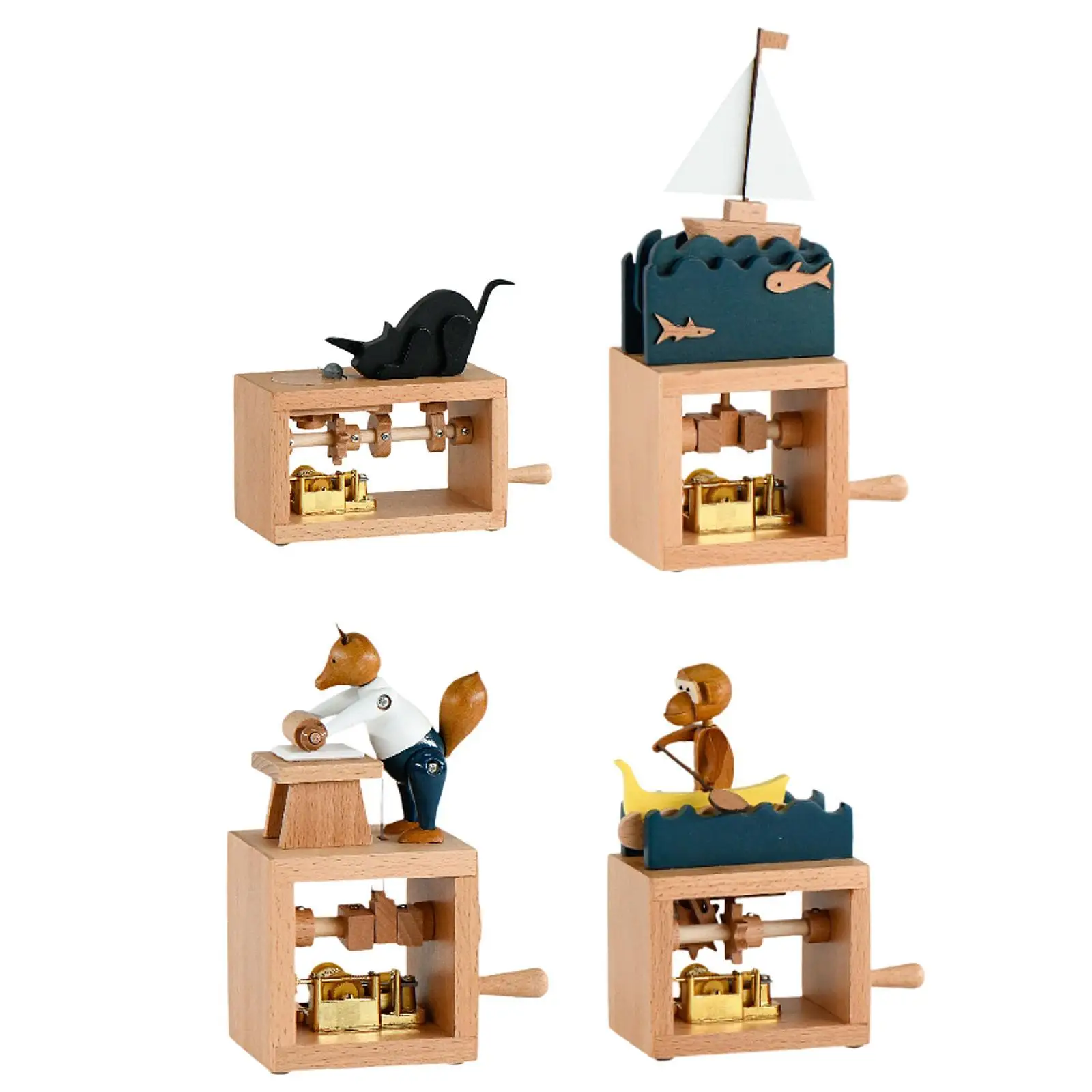 Hand Crank Music Box Novelty Unique Hand Operated Wooden Musical Box Decor for Colleague Friend Classmate Family Birthday Gifts