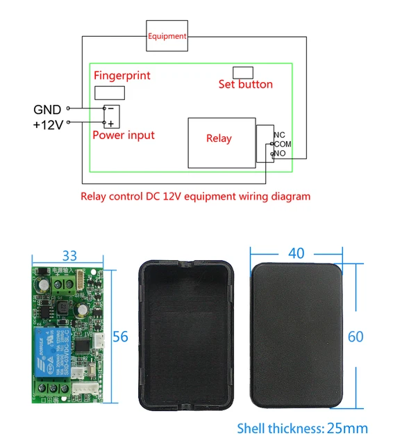 Fingerprint Control Board Module - 100 Fingerprint Storage, Relay Switch For Smart Locks & Access