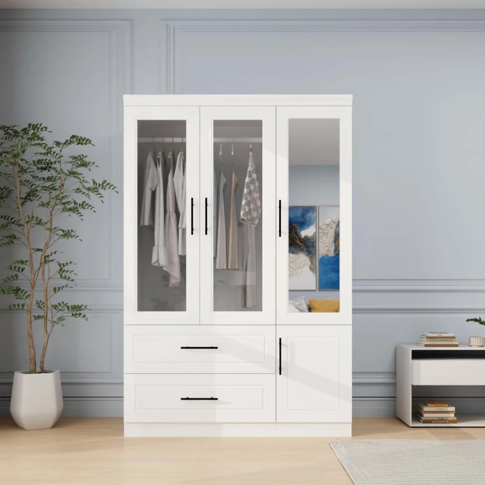 Wardrobe, Wardrobe Closet with Door, Armoire Wardrobe Closet with Mirror, Closets with Drawer for Bedroom, Armoire and Wardrobe 6