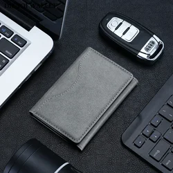 Sleek Magnetic PU Leather Card Holder (Grey)