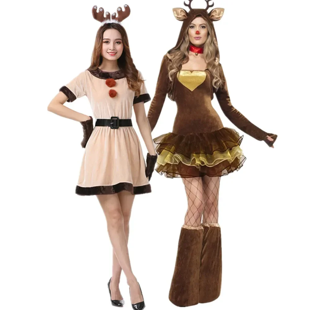 

Christmas Funny Elk Reindeer Animal Cosplay Costume New Year Xmas Party Cute Santa Claus Elf Masquerade Fancy Dress