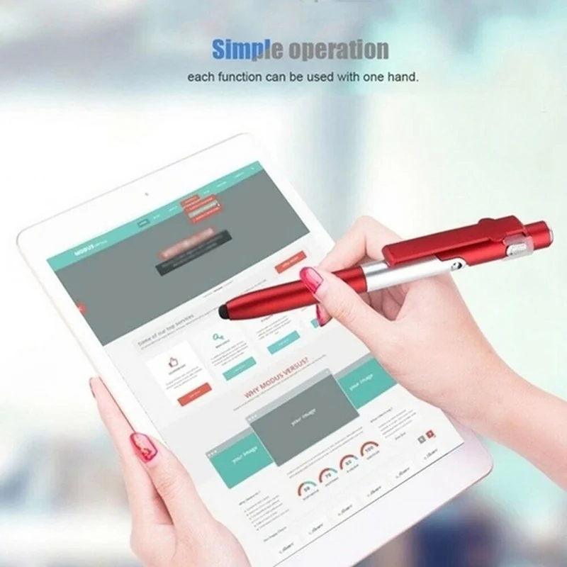 Ballpoint Pen with LED Light Multifunction Folding Stand for Phone Holder Night Reading Stationery Pen for Office School Student multifunction pen