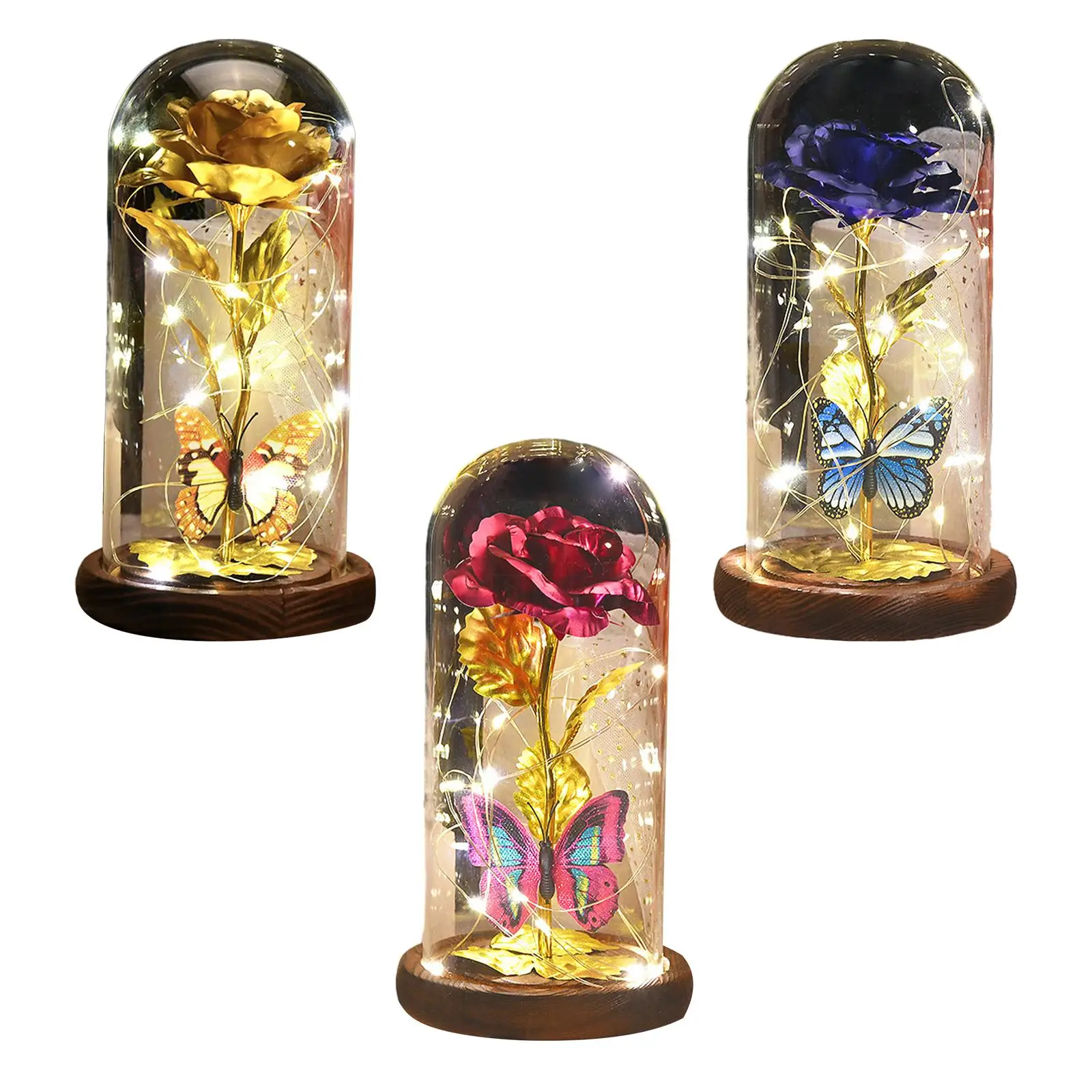 

Glass Rose Flower Gift LED Rose Butterfly Lamp,Womens Gifts ,Tabletop Decoration
