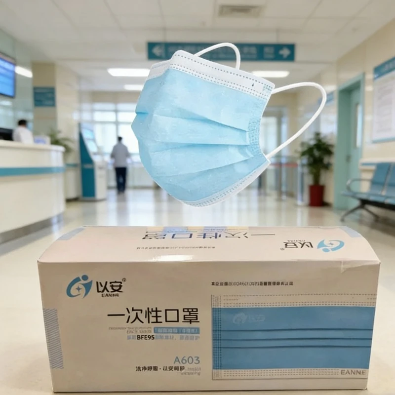 Détail des 5 couches d'un masque FFP2 FFP3 KN95, coupe transversale révélant les matériaux filtrants, haute protection respiratoire.