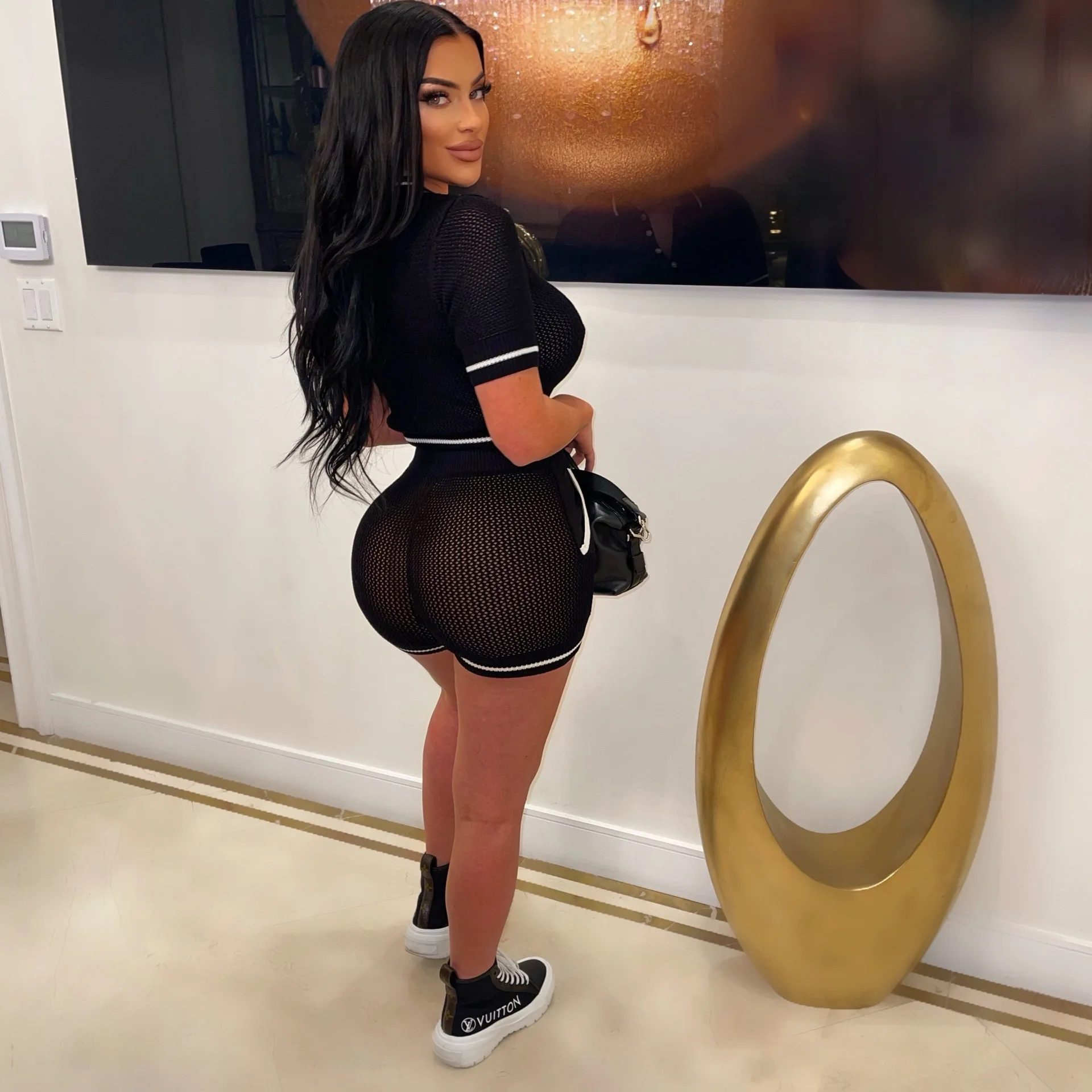 Thread Knitted Tracksuit Women Two Piece Set Outfit 2023 Summer Elegant Turn Down Collar Mesh Crop Tops Shorts Women Casual Suit