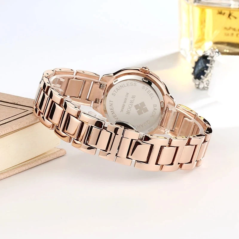 Elegant Watches Woman WWOOR Luxury Diamond Ladies Quartz Bracelet Wristwatch For Women Fashion Crystal Female Clock Montre Femme