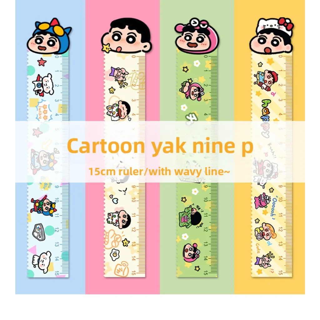 Righello da 15 cm di Crayon Shin-chan per Studenti, Ufficio, Scuola, Forniture per Disegno, Righello Ondulato, Personaggi Anime, Giocattoli in Acrilico - immagine 6