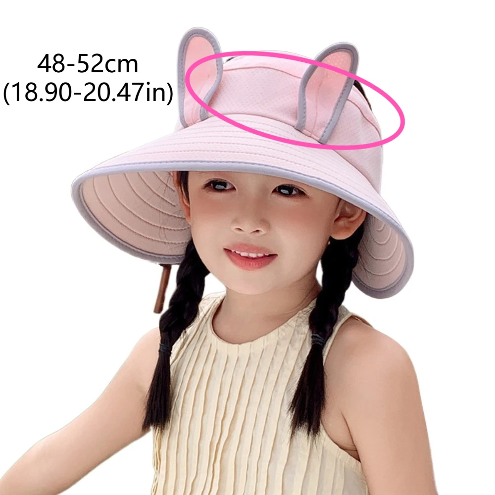 Korean Style Wide Brim Peaked Cap Empty Top Adjustable Rabbit Ear Sunhat Sunscreen Streetwear Children Fishman Hat 2-4 Years Old