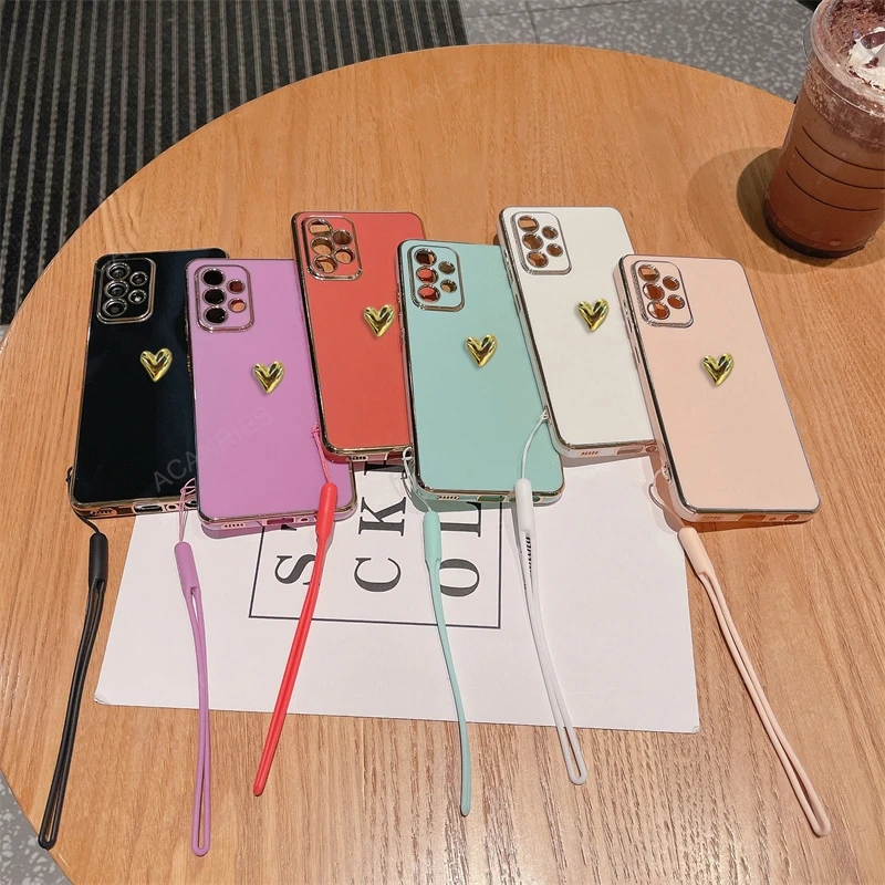Luxurious 3D Gold Heart Plating Silicone Soft Case Cover