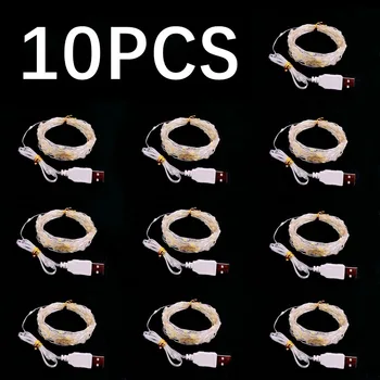 USB LED 실버 와이어 화환 조명, 방수 요정 조명, 스트링 조명, 구리 크리스마스 웨딩 파티 장식, 1m, 10m, 20m