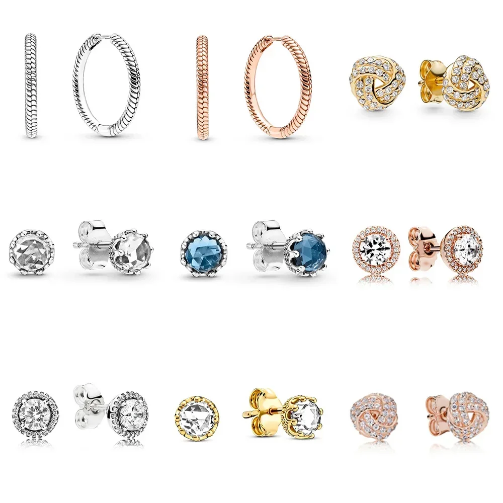 

1 Pair 925 Sterling Silver Earrings Diy Rose Gold Circular Shape Zircon Cz Earrings For Women Women Wedding Party Jewelry Gift