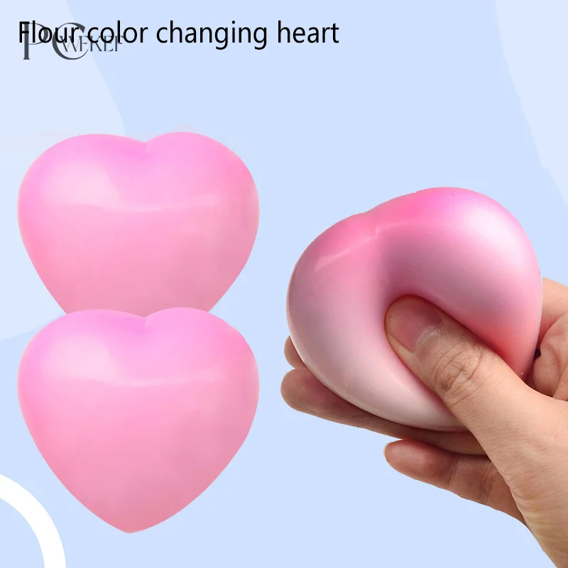 

Slow Rebound Relieves Stress Tools Decompression Cute Heart Squeeze Toy Change Color Toy Anti-stress Vent Ball