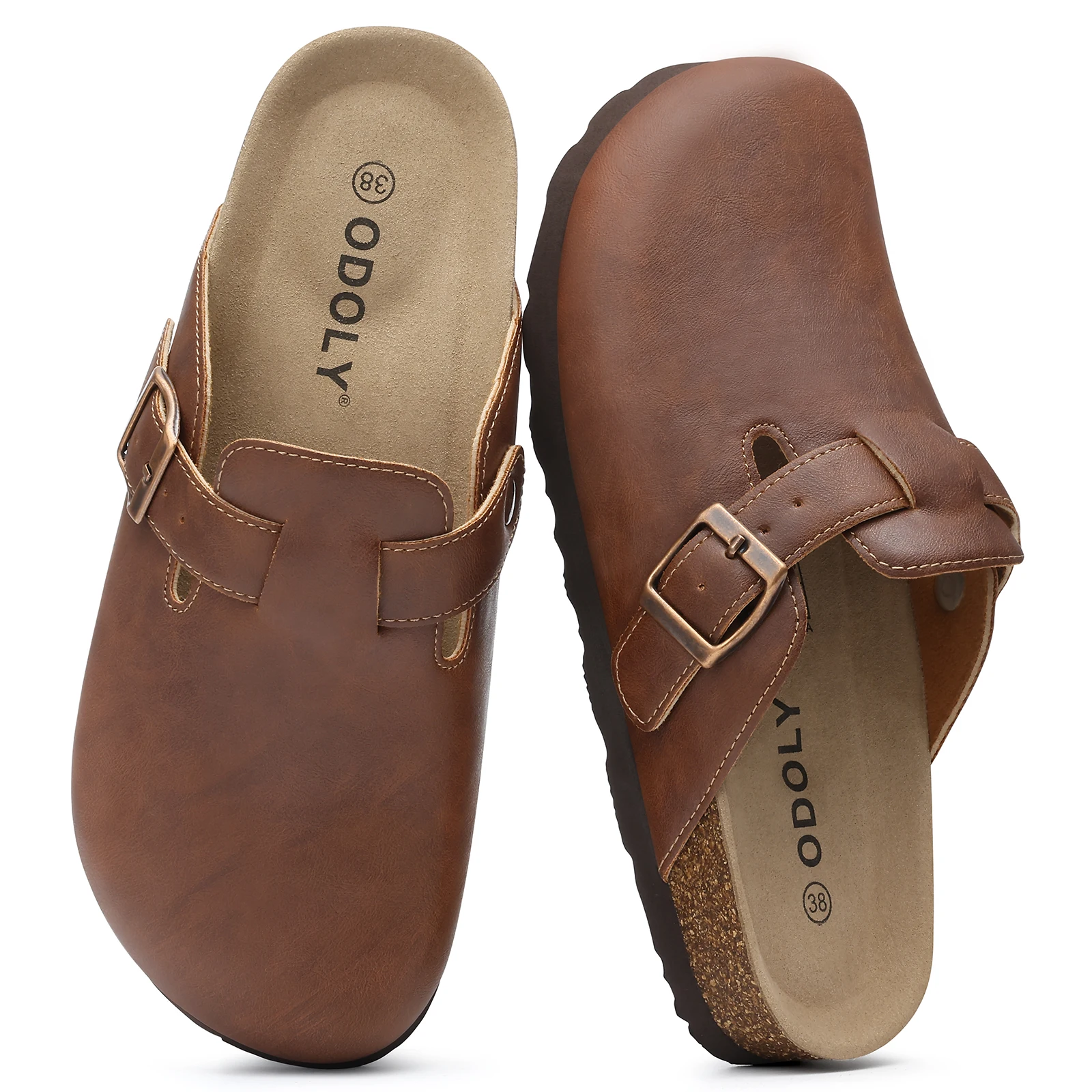 Vegan Leather Mules With Cork Insole And Arch Support For Women_voghion.com