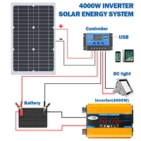 Système de panneaux solaires 12V vers 110V/220V, contrôleur de charge de batterie de panneau solaire 12V, kit d'onduleur solaire 4000W, production d'énergie complète 6