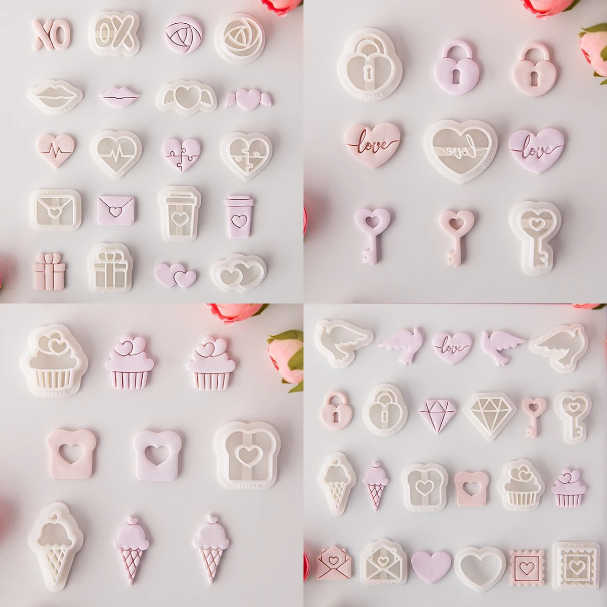 발렌타인 데이 시리즈 폴리머 클레이 커팅 몰드 커터, 러브 하트 모양, DIY 귀걸이, 보석 장식 제작 