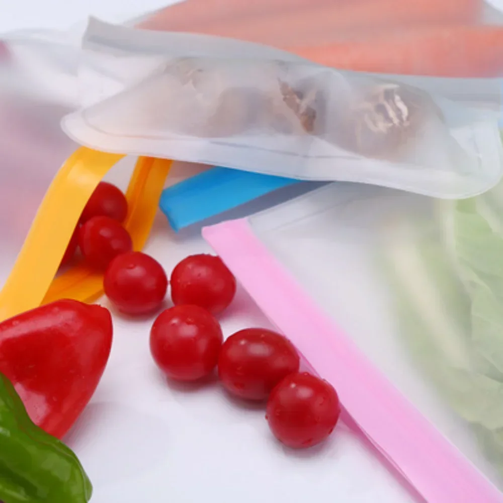 PEVA Food Storage Bag Leakproof Top Vertical Reusable Frozen Sandwich Self-sealing Silicone Bag Food Preservation 5
