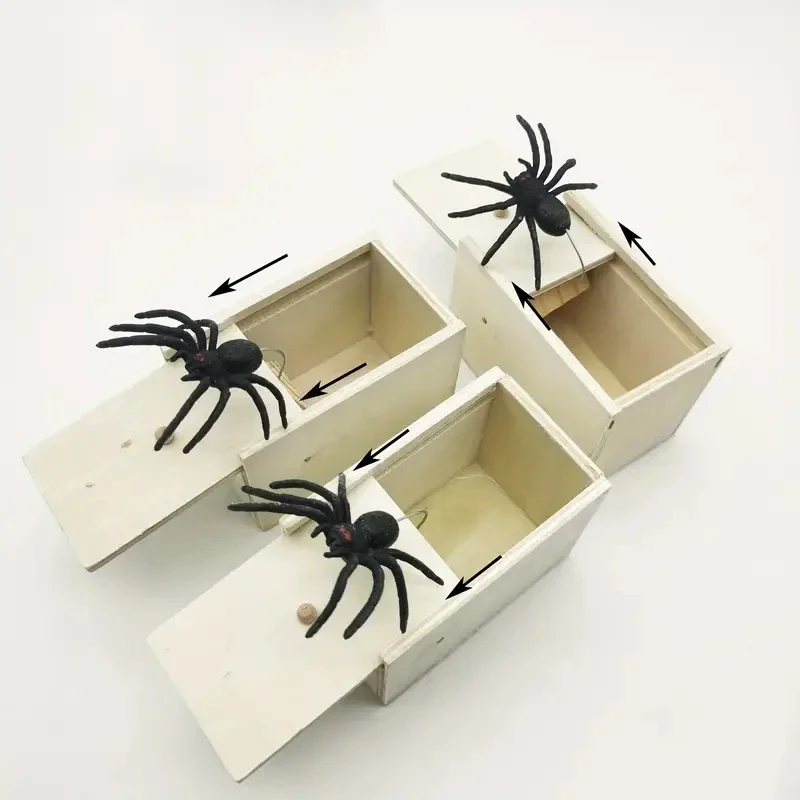 Prank Scare Box Trick Spider Funny Wooden Hide Box Quality Prank Fun game Prank Friends toy holiday gift
