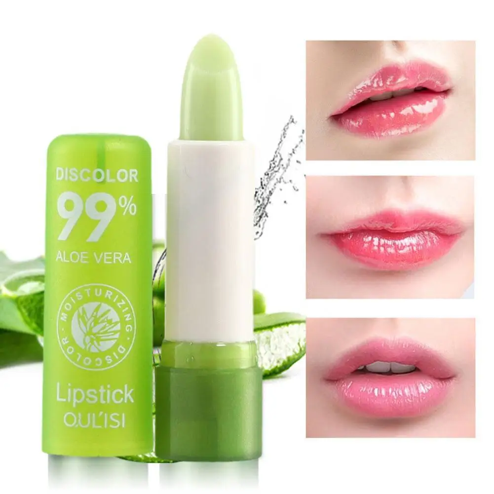 1/2PC Moisture Lip Balm Long-Lasting Natural Aloe Vera Lipstick Color Mood Changing Long Lasting Moisturizing Lipstick Anti Agin