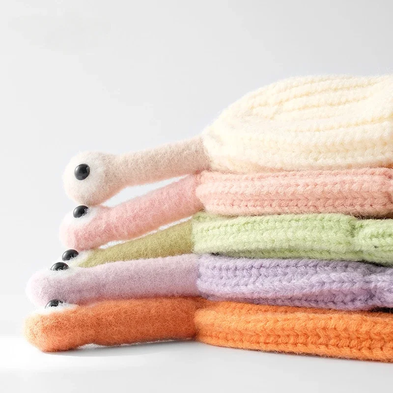 Kids Korean Autumn Winter Wool Thermal Knitted Hat New Cartoon Antennae with Eyes Keeping Warm Baby Hat Children Beanies Caps
