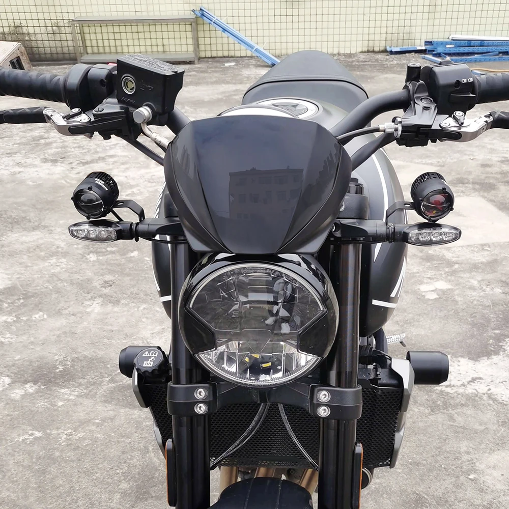Pare-Brise Avant Moto Trident 660 - Déflecteur Vent Midimttop, Polycarbonate Résistant, 2021-2023 (Noir)