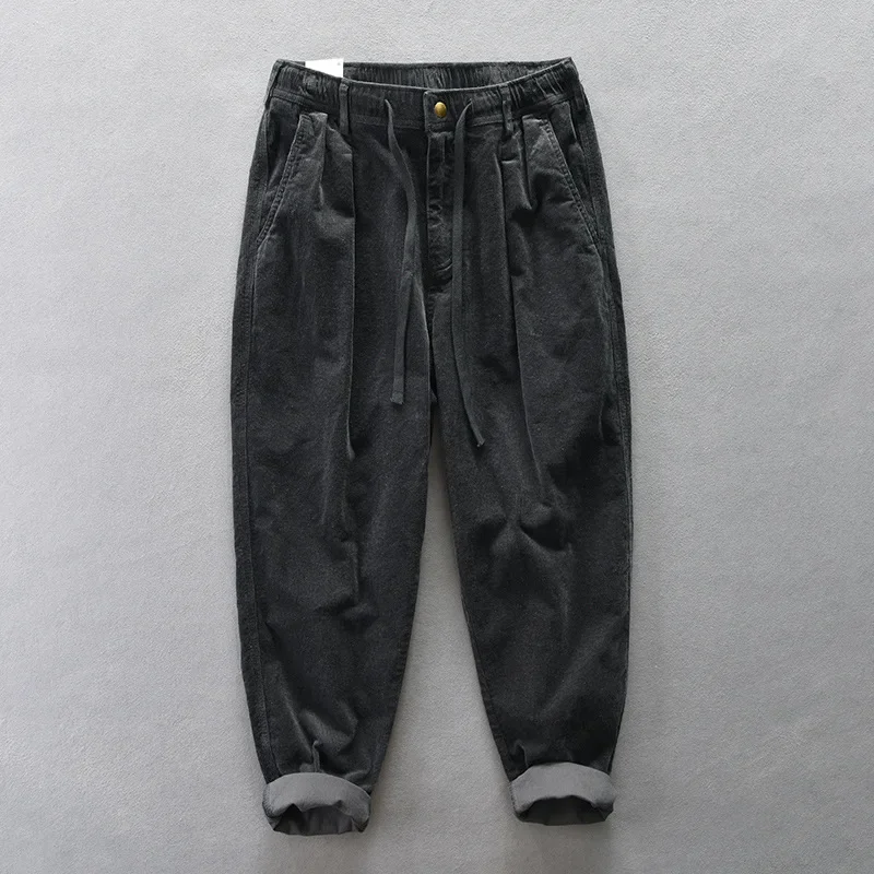 Men Casual Pants Corduroy Loose Wide-legged 4XL