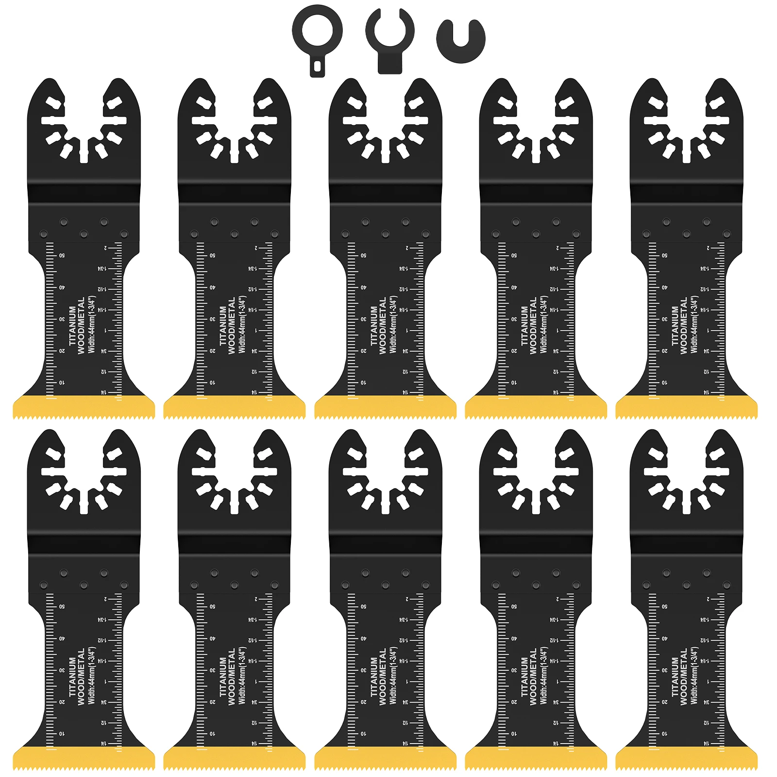 

10Pcs Oscillating Saw Blades 1-3/4 Inch Lengthened Titanium Coated Multitool Blades Sharp Wear Resistant Saw Blades with Gasket