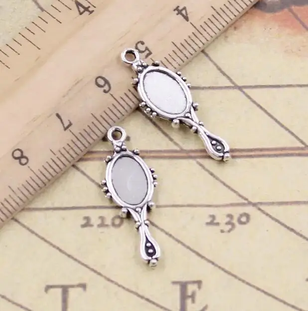 

30pcs 27x10mm Alloy Charms Mirror Tibetan Silver Pendants EF3816