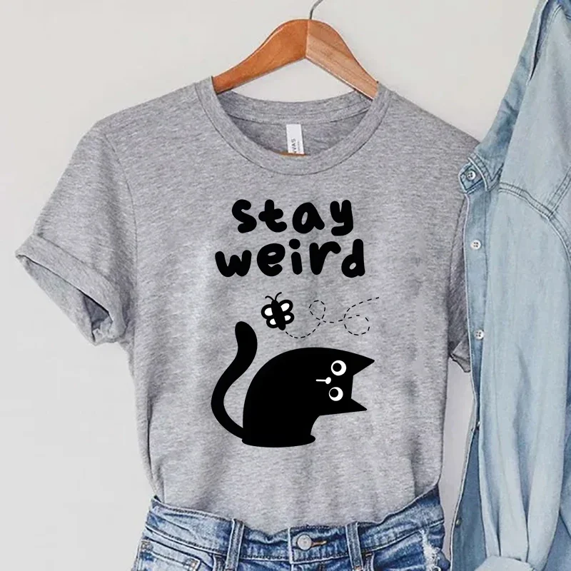 

WEIRD FOREVER Print Women's Clothing Animals Butterfly Female Short Sleeve T-Shirts Original Cartoon Cat Women Fashion T-Shirts