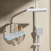 Shower System Set Modern Showers For Bathroom Piano Button Ambient Light  Brass Glass Shelf Shower Digital Display Shower Set 2