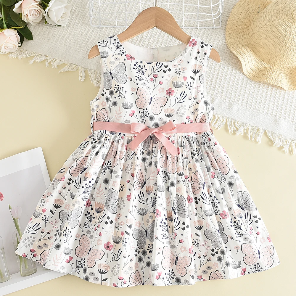 Melario Bogen Mädchen Prinzessin Kleid Neue Sommer Kind Mädchen Kleid Floral Süße Kinder Party Anzüge Schmetterling Kostüm Kinder Kleidung