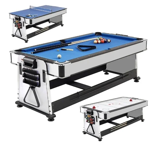 Home entertainment 4 in 1 Modern multi game billiard pool table with air hockey table tennis and dinning