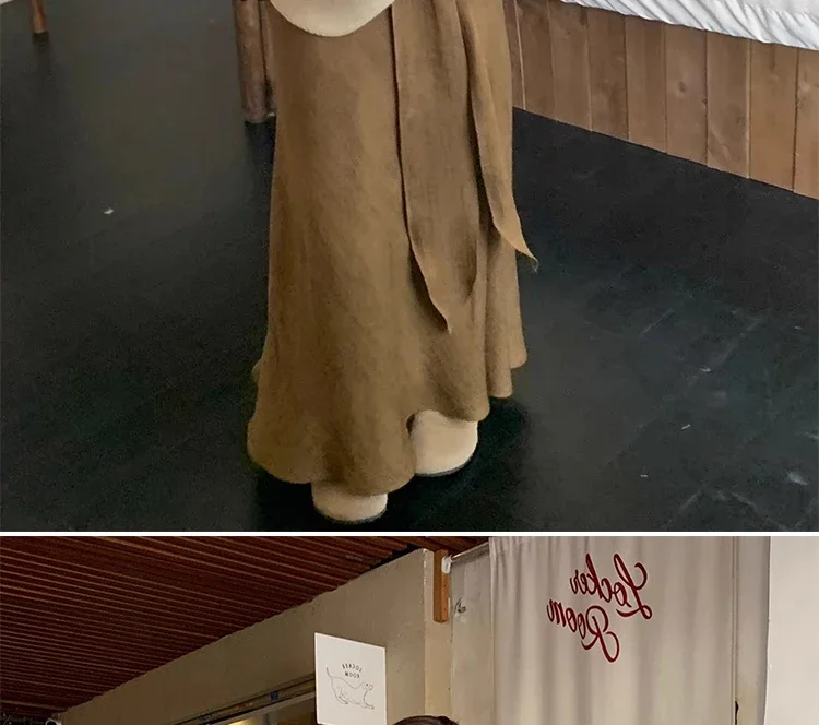 Hochwertiger, vielseitiger, fauler Stil für schwangere Frauen im Frühling, herabhängender, schlanker langer Rock mit Fischschwanz-Stützbauch-Umstandsröcke – Detail 35