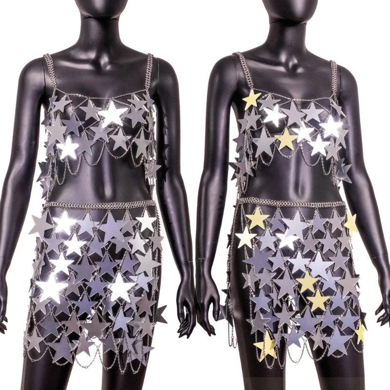 

Hollow Out Star Sequins Crop Top Chest Chain Body Jewelry Club Party Camisole