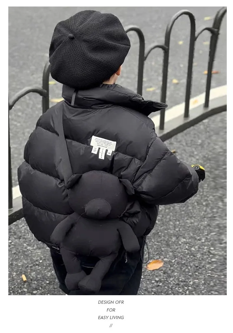 Children's stand-up collared cotton-padded jacket solid color coat for 2 to 10 years old boys girls