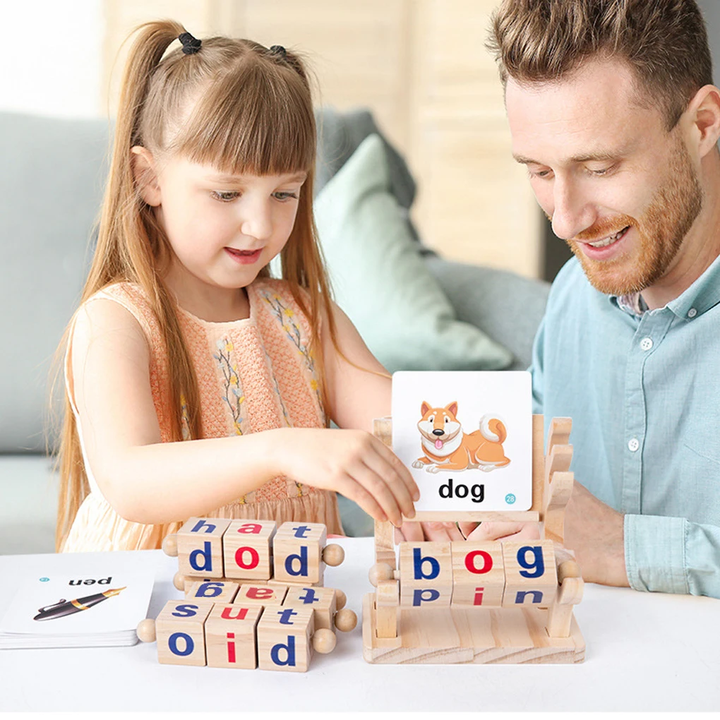 ToddlersEnglishWordLetterAlphabetStudyingCardBuildingBlocks